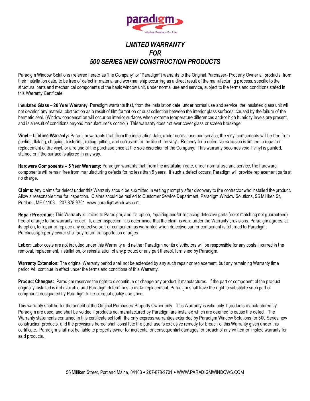 New Construction Warranty